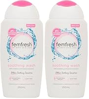 Femfresh Soothing Intimate Wash 250ml - With Cranberry & Probiotic Extracts, pH & Microbiome Balanced, 94% Natural Origin Ingredients, Hypoallergenic & Soap-Free - 24hr Comfort & Hydration (Pack of 2)