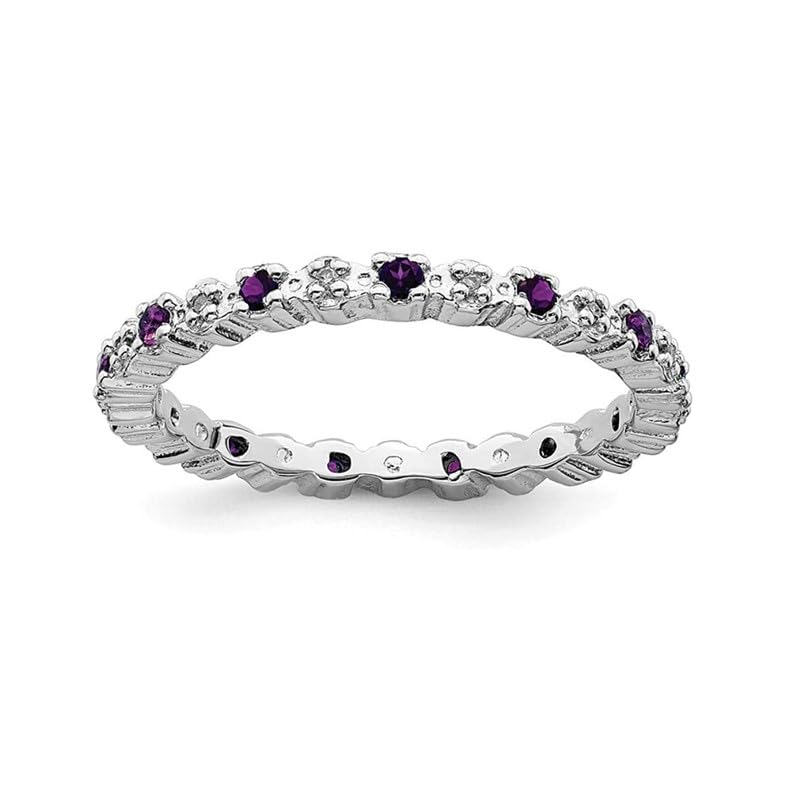 Bague améthyste bague de mariage empilable argent sterling 925 femme 0.30ct
