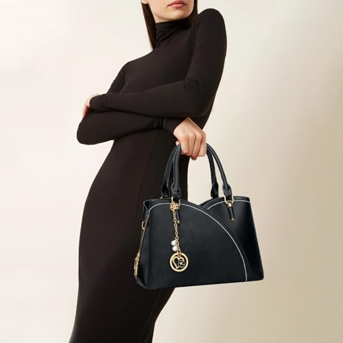 Image of KKXIU Triple Compartments Purses and Handbags for Women Fashion Ladies Satchel Shoulder Top Handle Bag