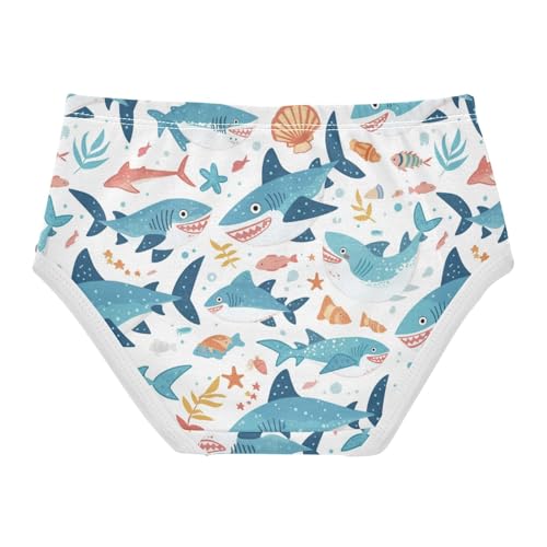 Wusikd Cute Sharks Girls' Underwear Cotton Fishes Girls Briefs Soft Toddler Underwear 2T2