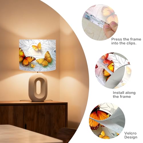 Image of Nuxovilar Lamp Shades Set of 2, 13 inch Top x 13 inch Bottom x 10 inch High (Spider) | Small lamp shades colorful butterfly design kids room bedroom studio art inspired nook covers (Butterfly)