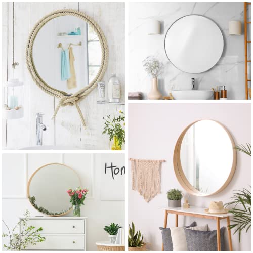 Junebrushs Round Mirror, 16 Inch Round Wall Mirror Fogless Shatterproof Bathroom Circle Acrylic Mirror Unbreakable Frameless Wall-Mounted Mirrors For Wall Living Room Bedroom Home Decor #TOP6