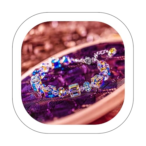 Prime Little Romance Sterling Silver Bracelets for Women Beautiful Lridescents Auroras Borealiss Elementals Crystal Bracelet Jewelry Gift For Friends And Lovers Christmas Birthday Gifts For Women