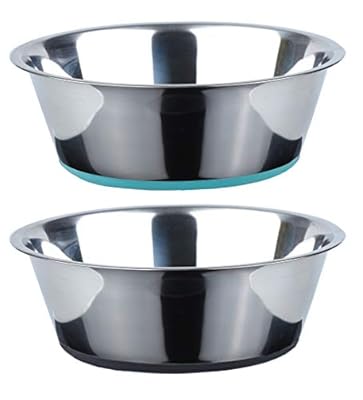 PEGGY11 Deep Stainless Steel Dog Bowls (2 Count) | Nonslip Silicone Bottom Design | Ideal Food and Water Bowls for Small, Medium, and Large Dogs (Each Bowl Holds 720 ML, for Small-Sized Dogs)
