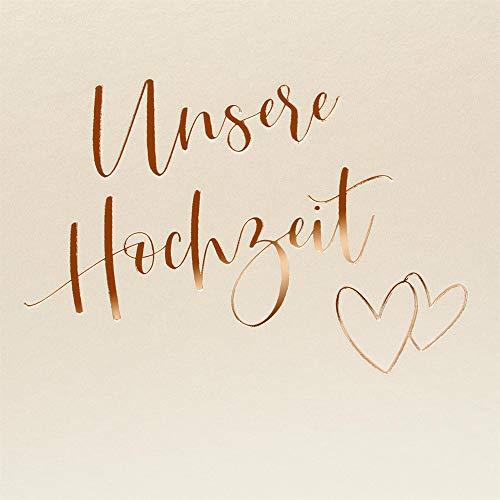 goldbuch 08 174 Hochzeitsalbum, Fotoalbum mit 60 weißen Seiten und Pergamin, Erinnerungsalbum mit Roségold, Album veredeltes Papier in Satinoptik, Herzklopfen mit Prägung, ca. 30 x 31 x 4 cm