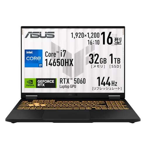 �yAmazon.co.jp����z ASUS �Q�[�~���O�m�[�gPC TUF Gaming F16 FX608JMI 16�C���` GeForce RTX 5060 �C���e�� Core i7 14650HX ������ 32GB SSD 1TB ���t���b�V�����[�g1