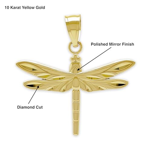Gold Dragonfly Charm Pendant - 10 Karat Gold - Dragonfly Insect Jewelry - Animal Jewelry4