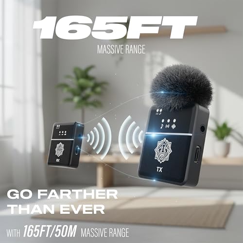 Image of DIGIMORE Plug n Play Dual Wireless Mic with 165ft Range | 14Hr Battery | 360 Sound Capture with ANC & KTV Reverb | Ultra Low Latency & Real Time Monitoring for Live Show, Vlog & Interview(D-455 PRO)