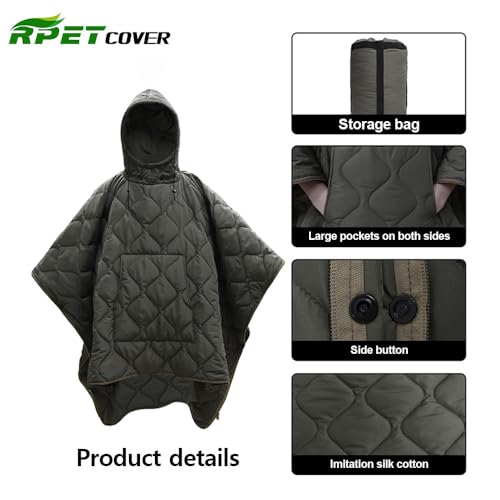 RPET Water Resistant Poncho Liner Blanket ideal para Camping, Caminata, Supervivencia al aire libre, con Bolsa compresora para fácil transporte miniatura 5