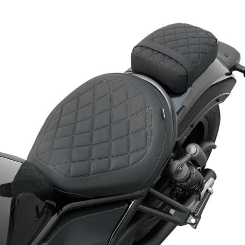 TAZGANTAX Beifahrer hinten Kissensitz Soziuspolster hinten + Fahrersitzpolster vorne kompatibel mit Rebel CM1100/CMX 1100 Rebel 1100 CMX1100 Zubehör 2021-2023 (Beifahrersitz hinten–Schwarz)