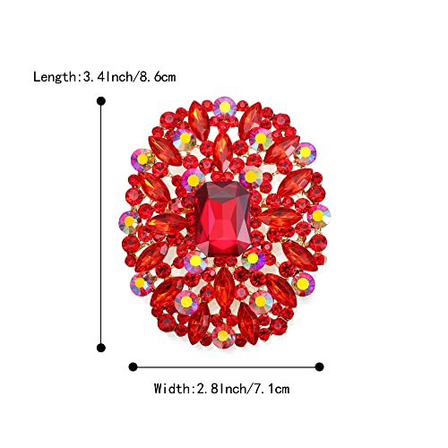 Image of BriLove Women's Stunning Emerald Cut Square Crystal Rhinestone Marquise Cluster Brooch Pin for Wedding Party Prom