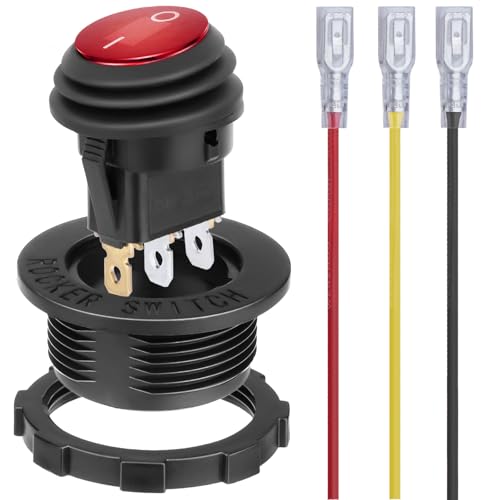 Image of BFXM Round Rocker Switch, Toggle Switch 12V, On Off Switch, SPST 3 Pin | Waterproof LED Lighted Automotive Power Switch, Marine Toggle Switch ,Automotive Replacement Electrical System Switches