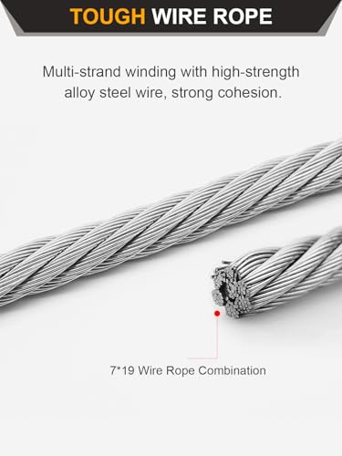 Image of 16FT Self Retracting Lifeline, Heavy Duty Fall Arrest Safety Lanyard, Dual Alloy Steel Hooks, ANSI /OSHA Compliant, Steel Wire Rope, SRL for Roofing & Construction PPE Gear