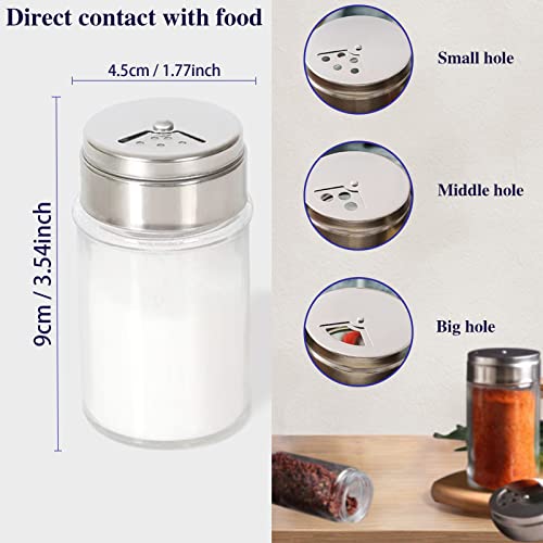 4Pcs Salt And Pepper Shakers Set, Salt Shaker And Pepper Shaker With Adjustable Pour Holes, Pepper And Salt Container With Stainless Steel Lid,Glass Salt And Pepper Shakers,Spice Shaker For Kitchen #TOP1