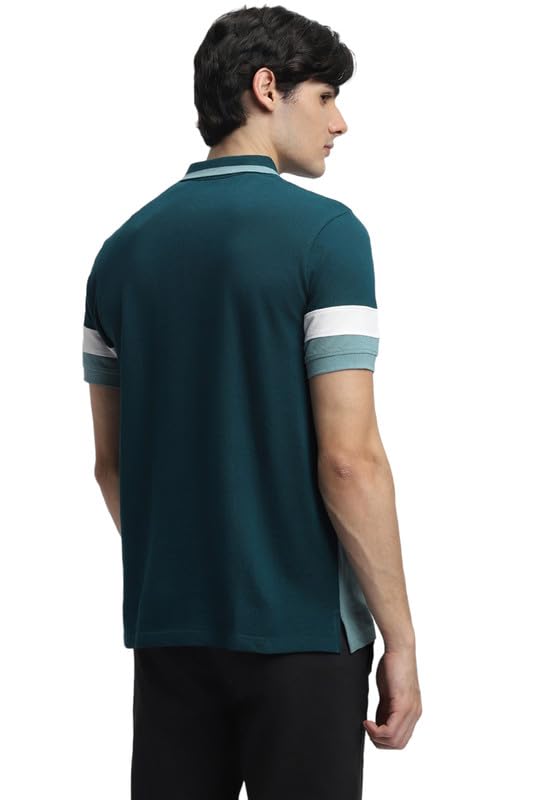 Image of Dennis Lingo Men's Navy Cotton Polo Neck Tshirt, Slim Fit Half Sleeve
