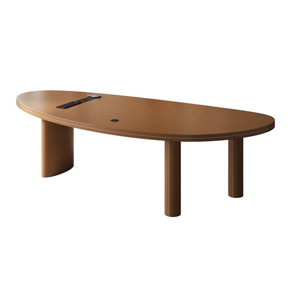 Acrittura Tavolo da tavolo for workstation PC scrivania in pelle marrone sella e 3 gambe(XL)