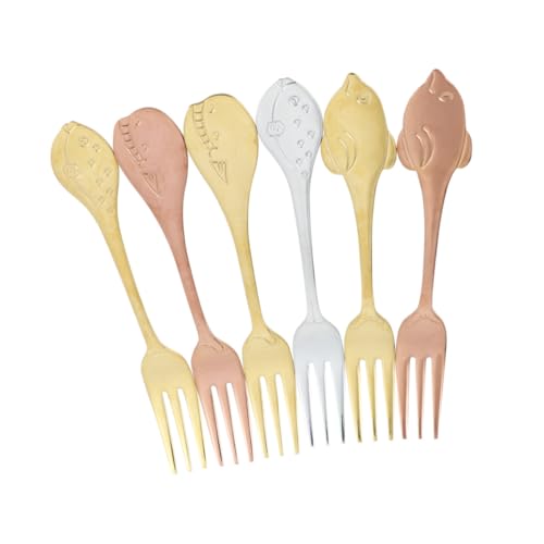PRETYZOOM 6pezzi Forchette Da Dessert in Acciaio Resistenti Manico Lungo Forchetta Per Cibo Stoviglie in Acciaio Per Frutta e Dolci