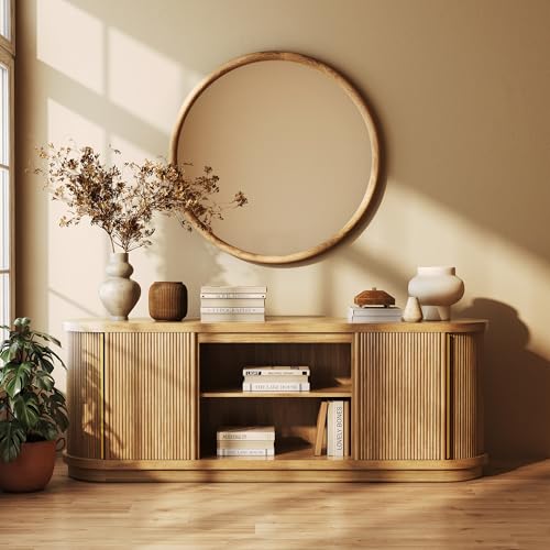 Image of BELLEZE 67 inch TV Stand & Entertainment Center - Camel