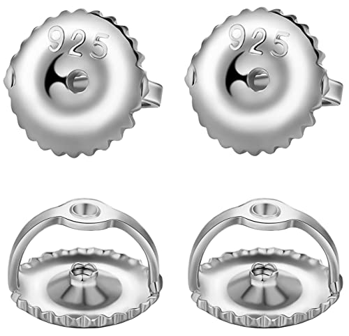 2 Pairs14k Gold Plated Screw Earring Backs 925 Sterling Silver Screw On Earring Backs for Studs Hypoallergenic Screw Backs for Earrings Fit Threaded Post 0.032