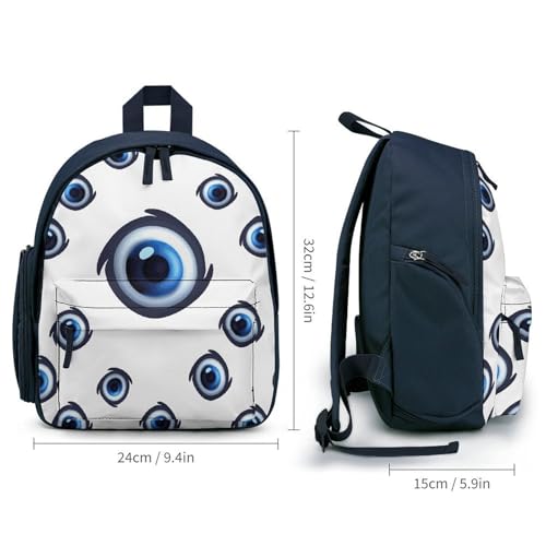 Evil Eyes Backpack Small Book Bag with Side Pocket, Lightweight Durable Backpack, Travel Rucksack, Blue-style2