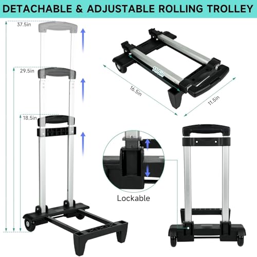 LEFOR·Z Nähmaschinentasche mit abnehmbarem Trolley mit Rollen,Nähmaschine Tragetasche,Transport und Aufbewahrungstasche ist kompatibel mit Singer,Brother,Janome und Zubehör,Grau Grün