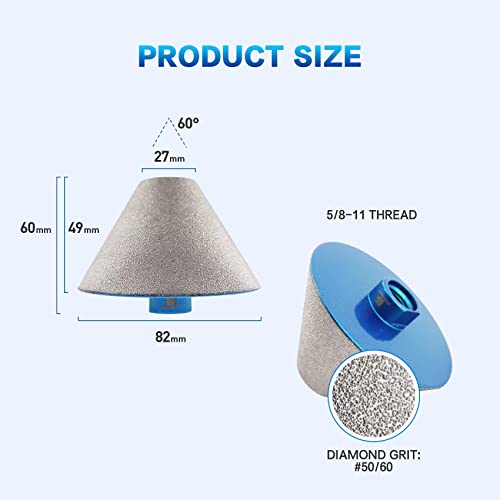 Diamond Beveling Chamfer Bits - BRSCHNITT Diamond Countersink Drill Bits for Enlarging,Polishing,Trimming,Rounding,Shaping The Exsit Holes of Marble Porcelain Tiles Granite with 5/8-11 Thread（82mm） — view 2