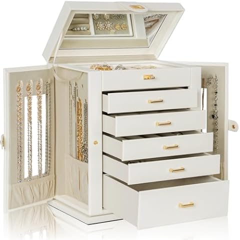 AKOZLIN 360° Rotating Jewelry Box Organizer Cover