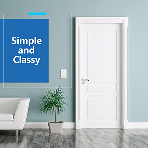 Lider Minimalist Design Matte Finish Lighted Decorator Switch With Screwless Wall Plate, Frameless Paddle Light Switch With Locator Light, Single Pole, Grounding Screw, 15A 125V, Ul Listed, White #TOP5