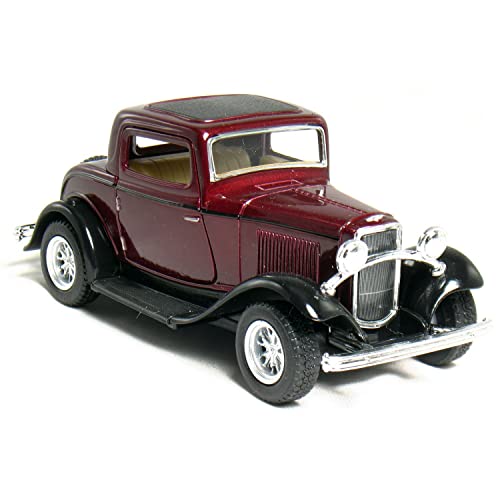 Kinsmart Set Of 4: 5" 1932 Ford 3-Window Coupe 1:34 Scale (Green/Maroon/Red/Yellow) Toy, Multicolor #TOP2