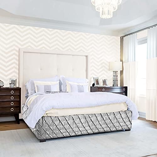 Divan Bed Base Frame Cover Wrap Valance, Artificial Silk, Pintuck Pinch Pleat, Silver Grey, Blush Pink, White, (1006) (Silver Grey, Double)