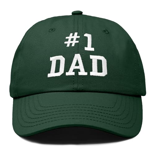 DALIX #1 Dad Hat Number One Embroidered Baseball Cap Dark Green