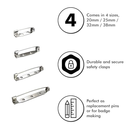 Image of Brooch Pins Pack 100 Pcs of Metal Brooch Pin,Backs Safety Clasp Brooch Pin, Jewelry Pins for DIY Craft Making (25mm)