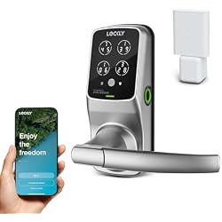 Lockly Secure Pro Smart Lock Wi-Fi, Keyless Entry Digital Keypad Door Lock, 3D Biometric Fingerprint Sensor Front Door with Handle, Voice Control & Auto Lock - Latch Edition