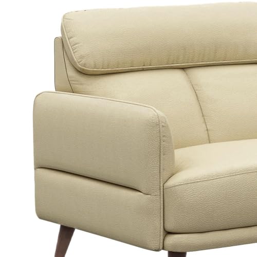 Image of Wakefit 2 Seater Sofa | 5 Year Warranty | Beige Leatherette, Neem Wood, Modern Style, Living Room, 150 x 90 x 91 cm