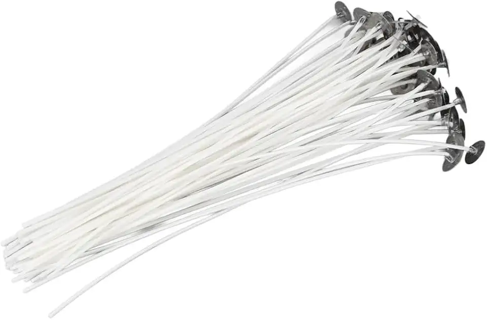 Kit 100 Pavios de Algodão Branco 20cm 1,5mm para Velas Artesanais Ideal para Recipientes Altos
