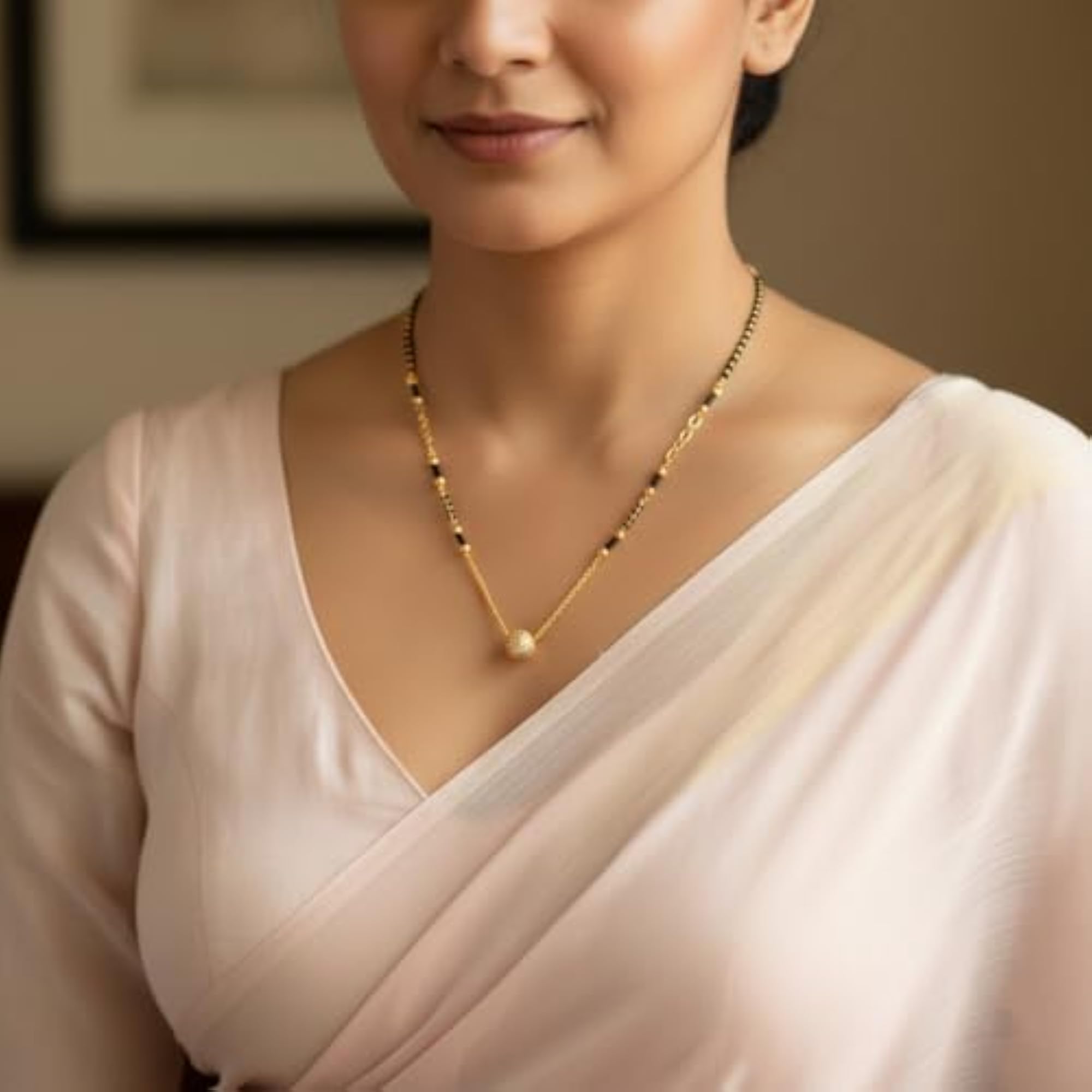 Stylish Gold Plated Mangalsutra with Lightweight Pendant