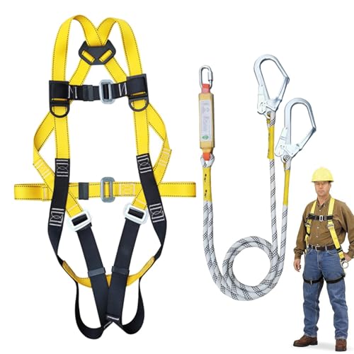 demaxiyad Arnés de seguridad anticaída, kit de protección contra caídas para arnés de seguridad - Arnés de seguridad para escalera | Arnés de seguridad de 5 puntos para el trabajo, arnés de seguridad