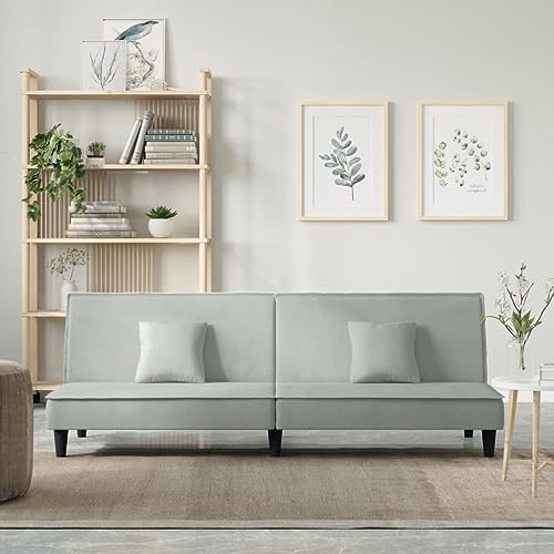 fadaoet Light Grey Velvet Sofa Bed, Convertible Sleeper Couch for