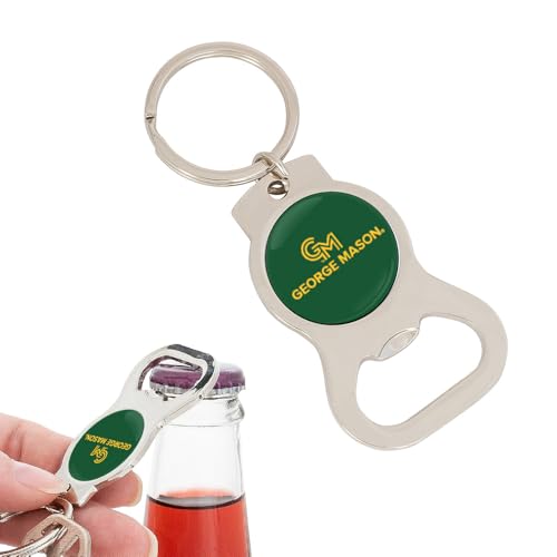Desert Cactus George Mason University Bottle Opener Keychain Patriots GMU Car Keys (Silver Bottle)