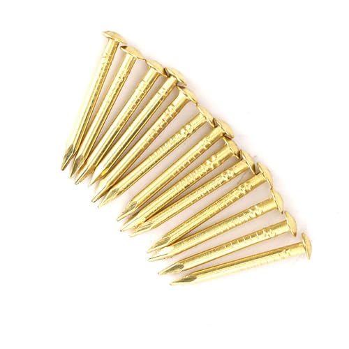 Clavos de cabeza redonda de latón, 100 piezas, para bisagras de muebles, accesorios para reparación e instalación en proyectos de carpintería, 15mm miniatura 7