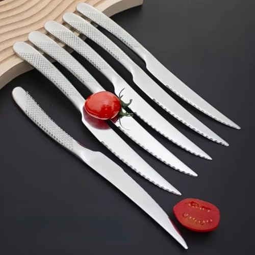 Image of Butter Knives, Stainless Steel Table Knife, Butter Knives Cutlery Set, Mirror Finish & Dishwasher Safe Utensils Set for Home, Office, Party, Camping (12 Pcs Dinner Knife, Silver)