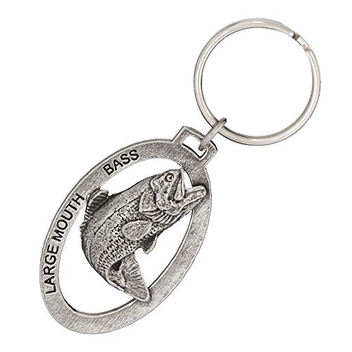 Largemouth Bass Keychain, Pewter, F085KC, 1 3/4”, 100% Handmade in the USA, Fish Keychain, Black bass, bucket mouth, Key Chain, Key Ring, Key Fob, Fishing Gift, 200 Fish Designs Available.