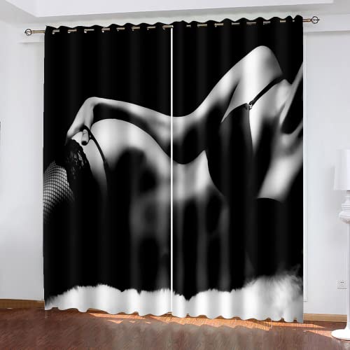 Rideaux Occultants,Rideaux Beauté Sexy,Lot De 2 Rideaux Occultants,Rideaux Occultant Thermique,Polyester,Impression Numérique 3D,Rideau Chambre,170x200 cm Cover