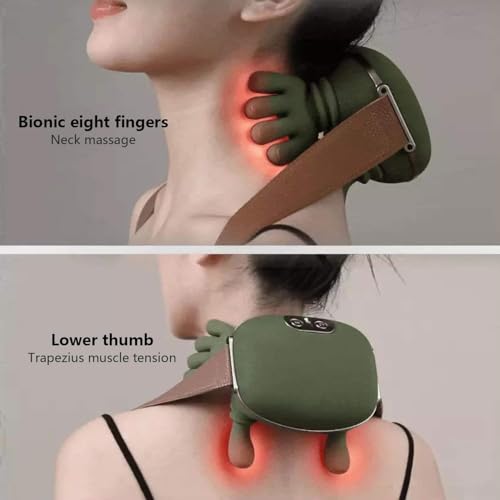 Image of Neck & Shoulder Massager with Heat, Wireless Portable Shiatsu Back Massager, 4D Deep Tissue Kneading Electric Massage Machine, Human Hand Simulation for Neck Pain Relief, Muscle Relaxation Device for Home Office Travel (Green)