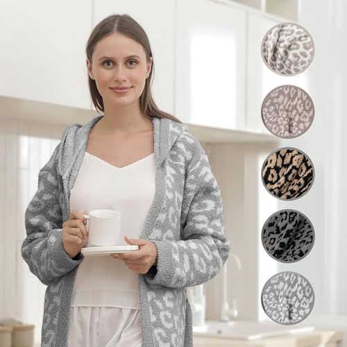 Image of bearberry Plush Hooded Bath Robe Women's Loungewear Sleep Robe Indoor Outfit