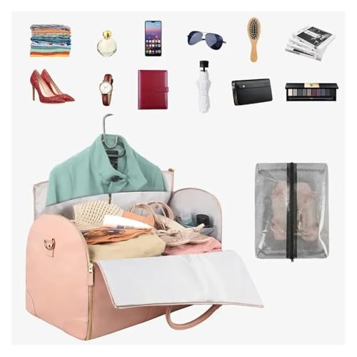 Travel Bag PU Leather Garment Bag Large Size Pu Foldable Suit Bag For Travel(White And Brown)4