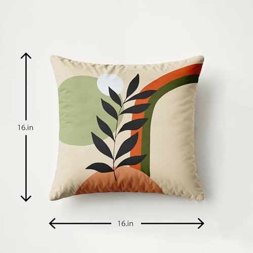 Image of Ultimate Trends Digital Printed Soft Cotton Feel Polyester Decorative Cushion Cover, Modern Eligent Designs, Heavy Long Life Fabric,12 inch X 12 inch Set of 5,Off White Red