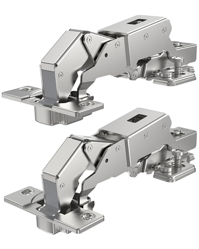 Furniware 2 Stück 165° Softclose Scharniere für Schranktüren, 52mm Lochabstand Schrankscharnier, Möbel Schrankscharniere, Topfbänder 35mm Topfscharnier, Versteckte Kleiderschrank Küchenschrank Dämpfer