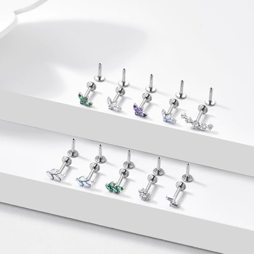 G23 Titanium Flat Back Earrings Studs 20g 18g 16g F136 Titanium Labrets Press Fit Threadless Push In Dainty Cartilage Helix Conch Lobe Lip Tragus Piercing Jewelry Push Back3