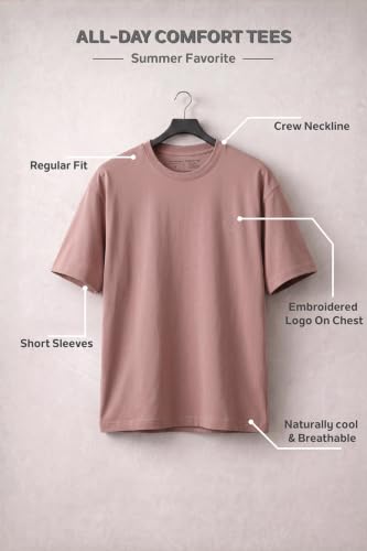 Image of Van Heusen Men's Crew Neck T-Shirt - Soft & Breathable Cotton | Regular Fit | Comfortable Everyday Casual Wear | Short Sleeves | Summer Favorite |Solid Colors | Style 60052|Available in Pack of 1 & 2